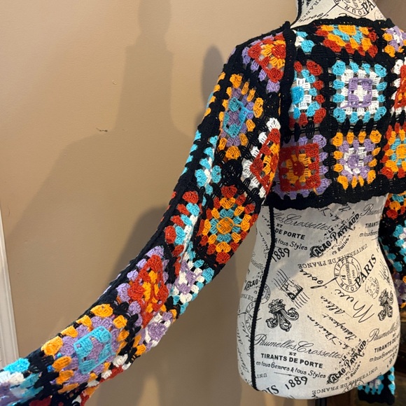 DAZY Colorful Crochet Cropped Cardigan Shrug  Sz M - Picture 8 of 12